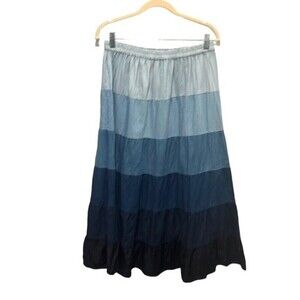 New Direction tiered chambray pull on maxi skirt size Medium
